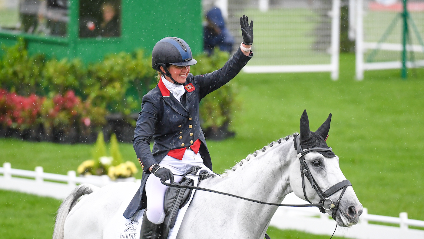 Kitty King and Vendredi Biats, bred by Philippe Brivois, after their test at Badminton Horse Trials