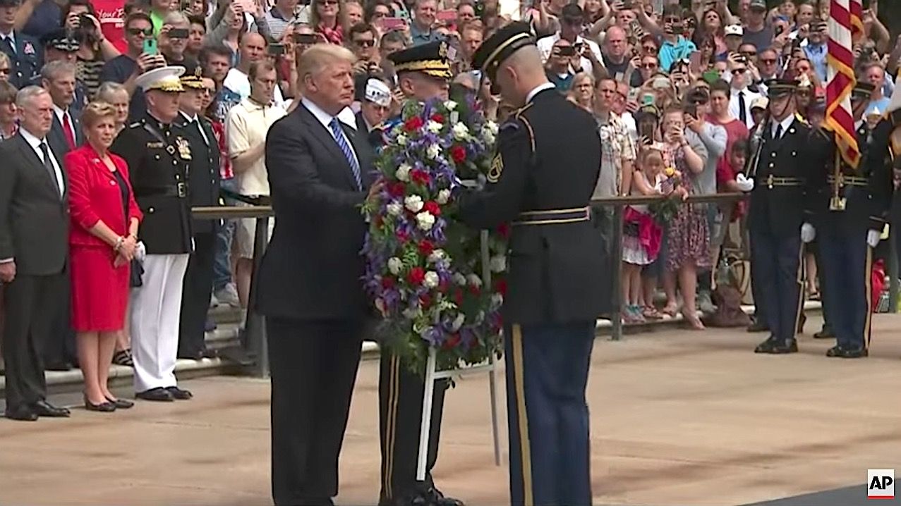 President Trump lays a wreath at Arlington National Cemetery