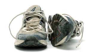 worn running shoes