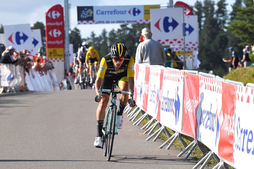 Primoz Roglic (LottoNL-Jumbo) trimmed eight seconds off his gap to race leader Geraint Thomas
