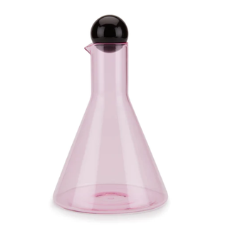 Pink and black decanter.