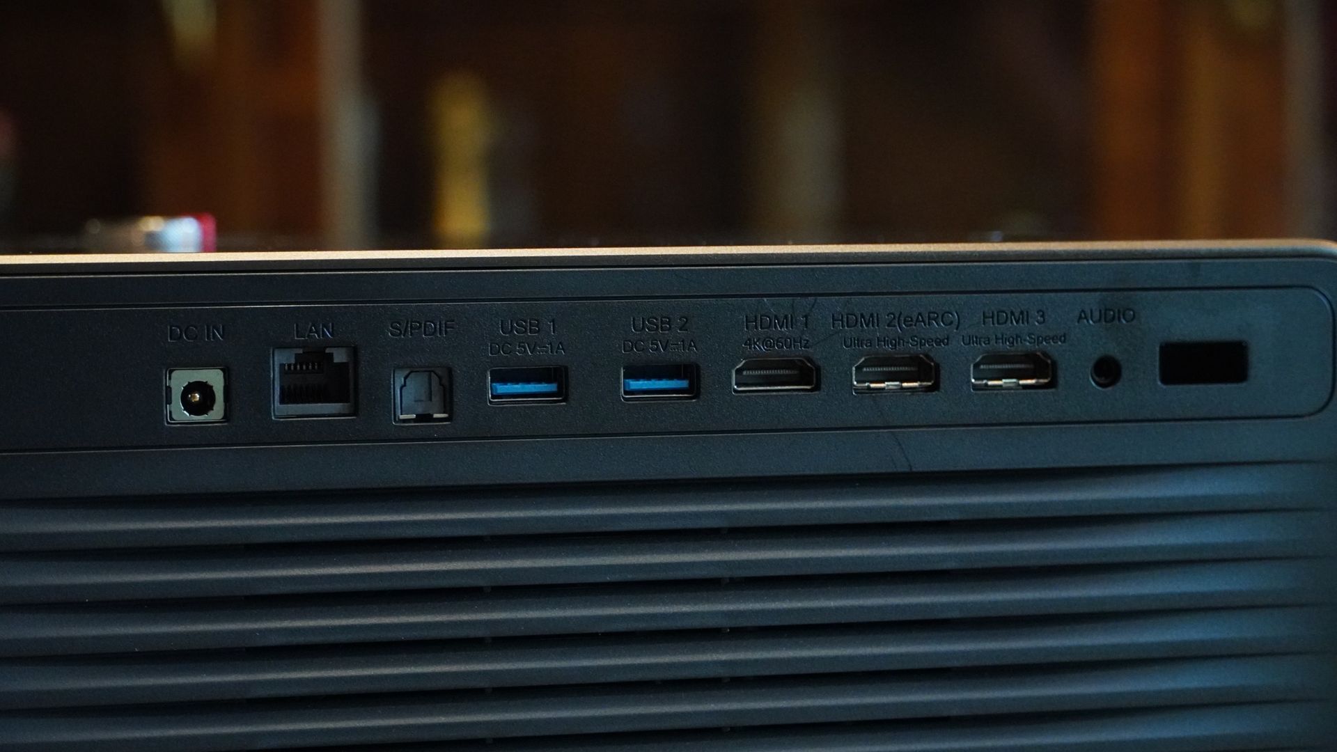 A close up of the ports on the Hisense XR10.