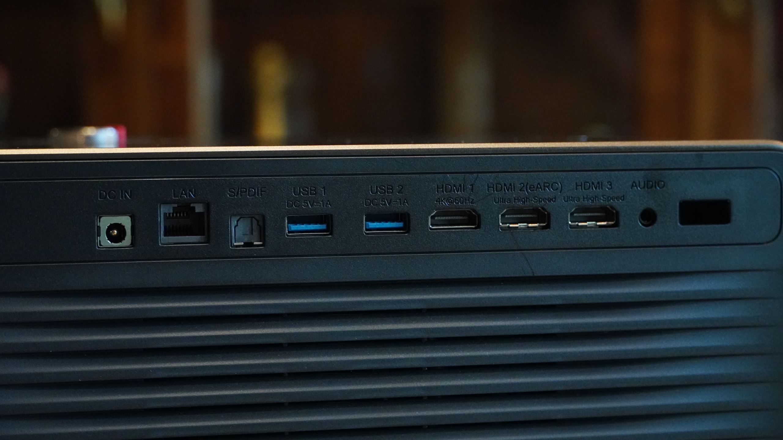 A close up of the ports on the Hisense XR10.