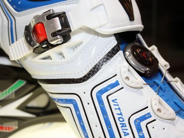A carbon fiber insert in Vittoria's new Hora road shoe is said to provide a firmer feel when the shoe is secured.