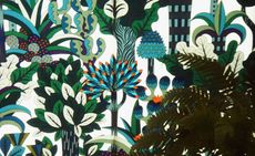 a detail of the 'Jardin d'osier imprimé' silk fabric by Pierre Marie for Hermès