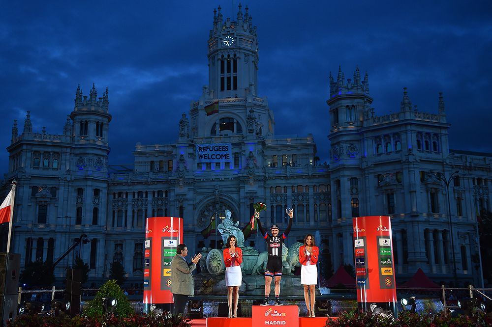 John degenkolb on the final Vuelta podium in Madrid.