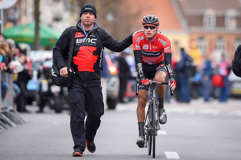 Loic Vliegen (BMC) wearing the red mountain jersey