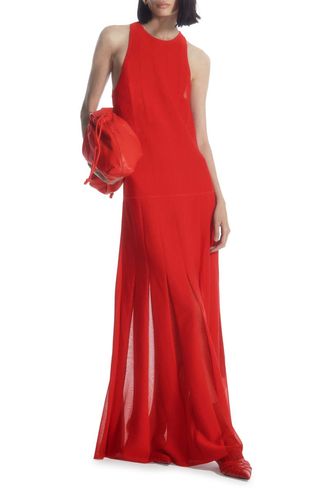 Pleated Racerback Maxi Dress