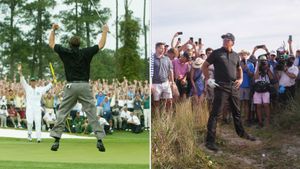 Phil Mickelson at the 2004 Masters on the left and at the 2021 PGA Championship on the right 
