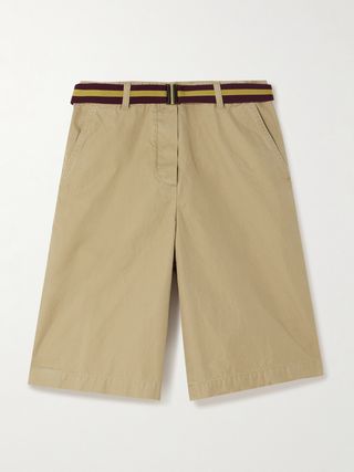 Belted Cotton-Twill Shorts