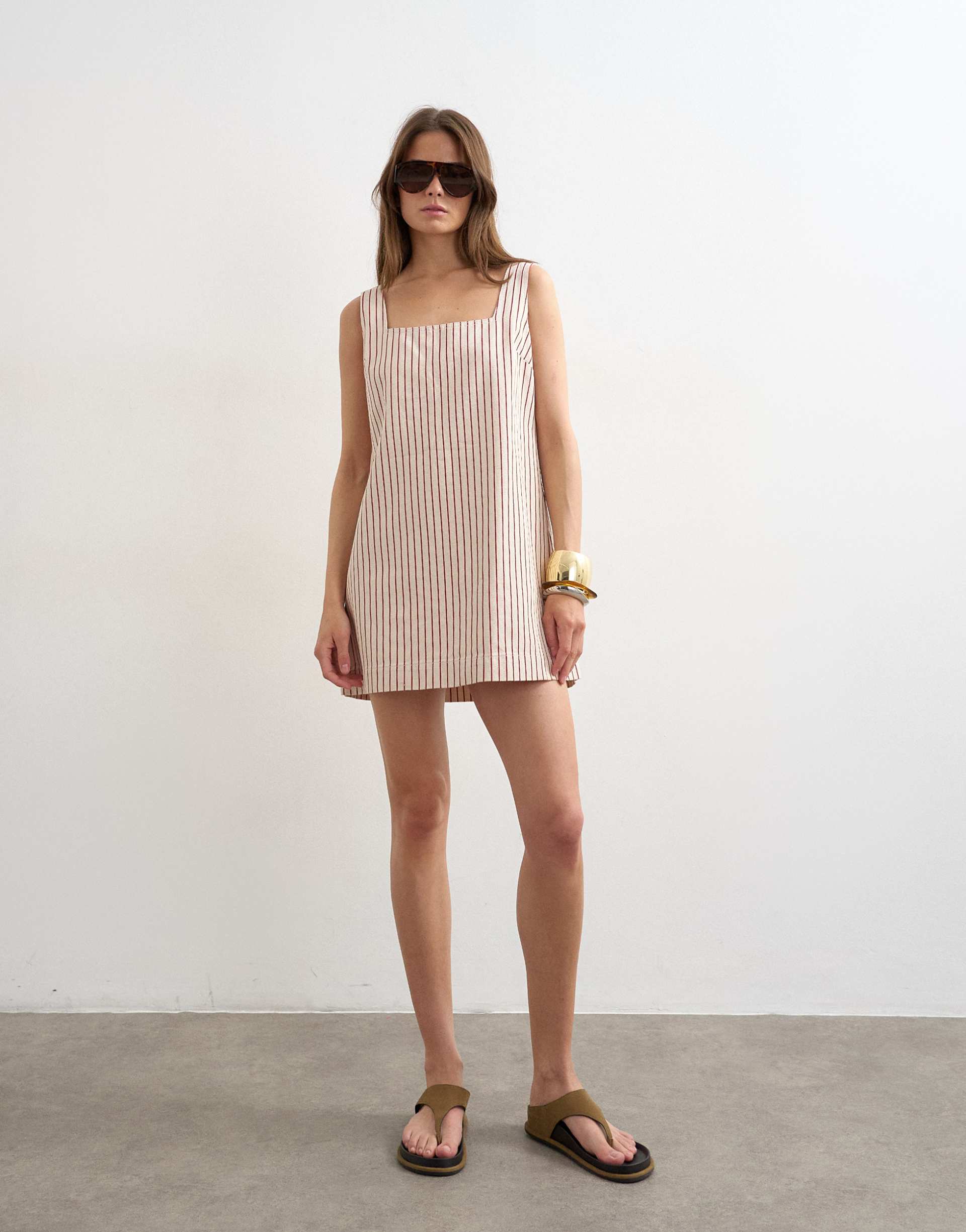 Topshop, Denim Square Neck Pinny dress