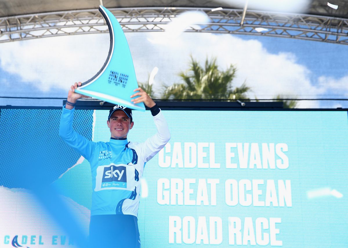 Peter Kennaugh (Team Sky) olds his trophy aloft