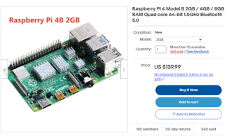 eBay Raspberry Pi 4 listings
