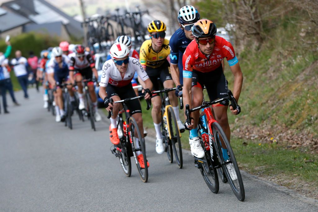 Mikel Landa (Bahrain Victorious) launches an attack in Liege-Bastogne-Liege