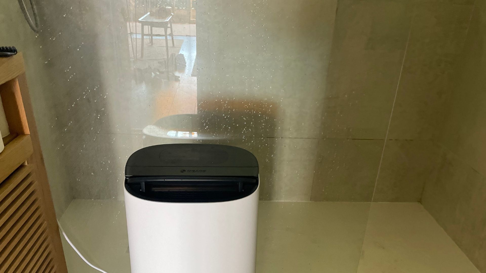 Meaco Arete Two Dehumidifier in a bathroom