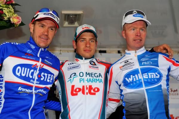 Nationale Sluitingprijs - Putte - Kapellen top three (l-r): Wouter Weylandt , Adam Blythe and Stefan Van Dijck.