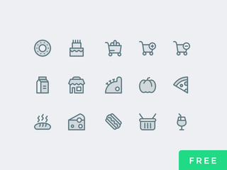 These supermarket-related icons are available in PSD format
