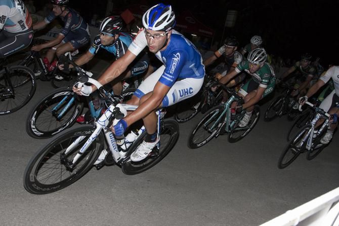 UnitedHealthcare patrols the front of the field in the men's race