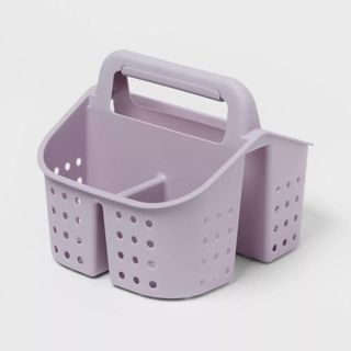 Light purple plastic shower caddy 