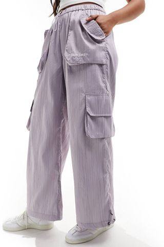 Sixth June texture nylon cargo pants in purple