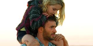 Gifted Mckenna Grace riding on Chris Evans' shoulders