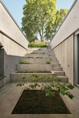 Wide steps in the landscaping of Villa AA by CF Moller