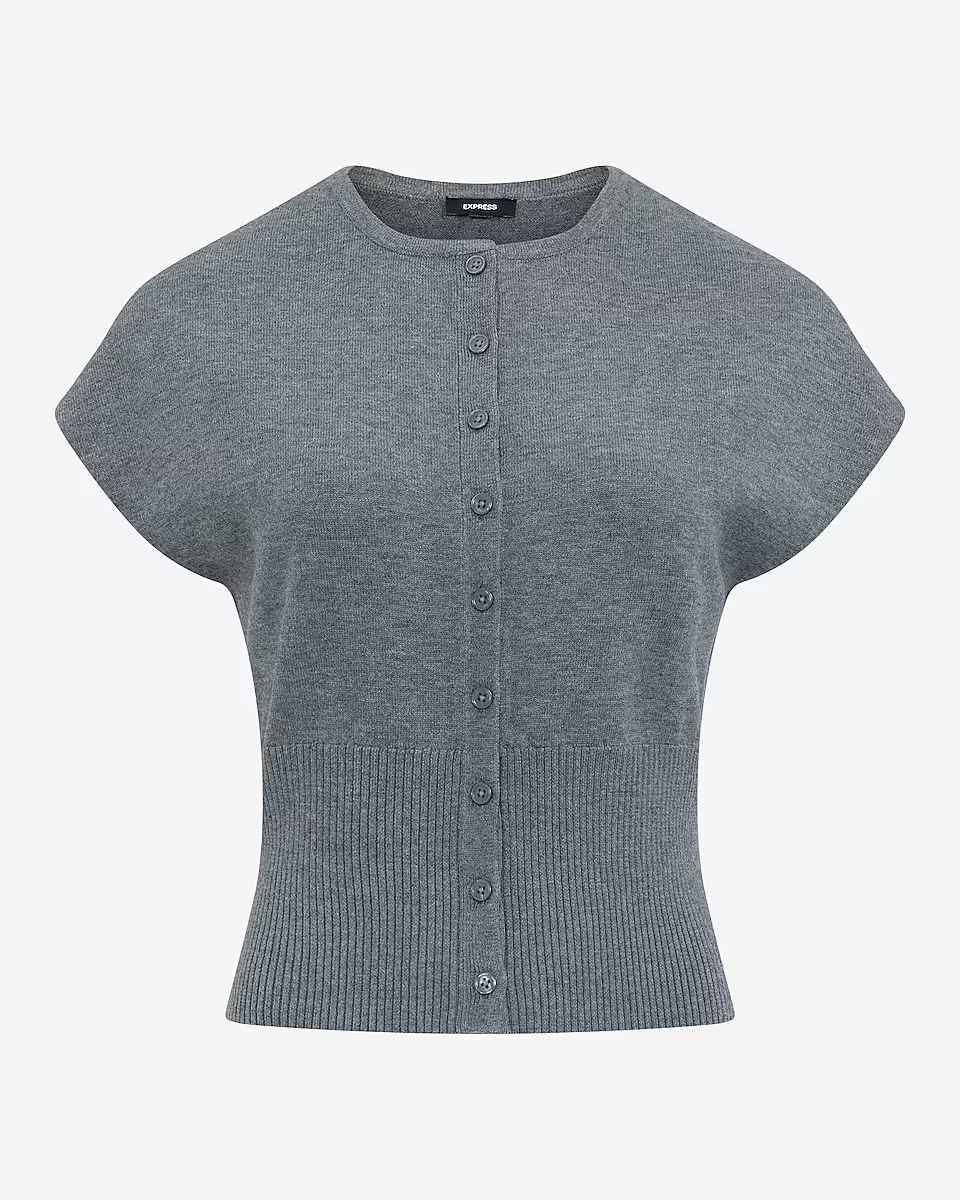 Express, Crew Neck Cap Sleeve Banded Bottom Cardigan