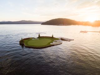 The floating 14th hole at the Coeur d'Alene Resort in Idaho