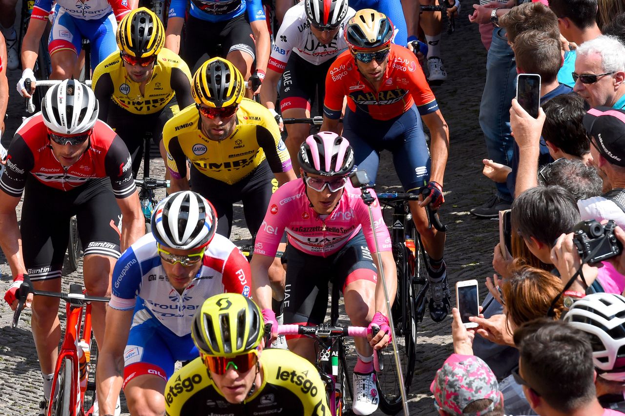 Valerio Conti in his last day in the maglia rosa