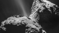 A jet shoots from Comet 67P/Churyumov-Gerasimenko's neck on Jan. 31, 2015. 