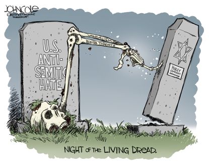 Editorial Cartoon U.S. Anti-semetic hate rises from grave living dread