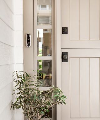 White front porch with with video doorbell
