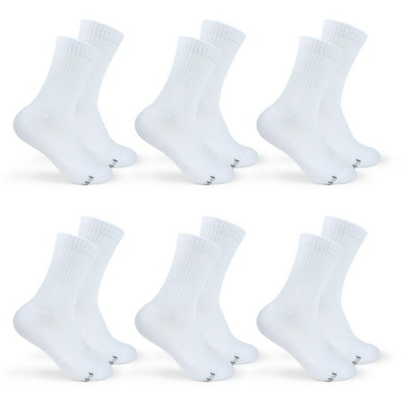 Fruit of the Loom All Day Comfort Crew Socks for Women, White, Sizes 4-10 (6-Pack)
