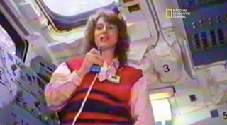 Christa McAuliffe Practices Lesson Ahead of Challenger Flight