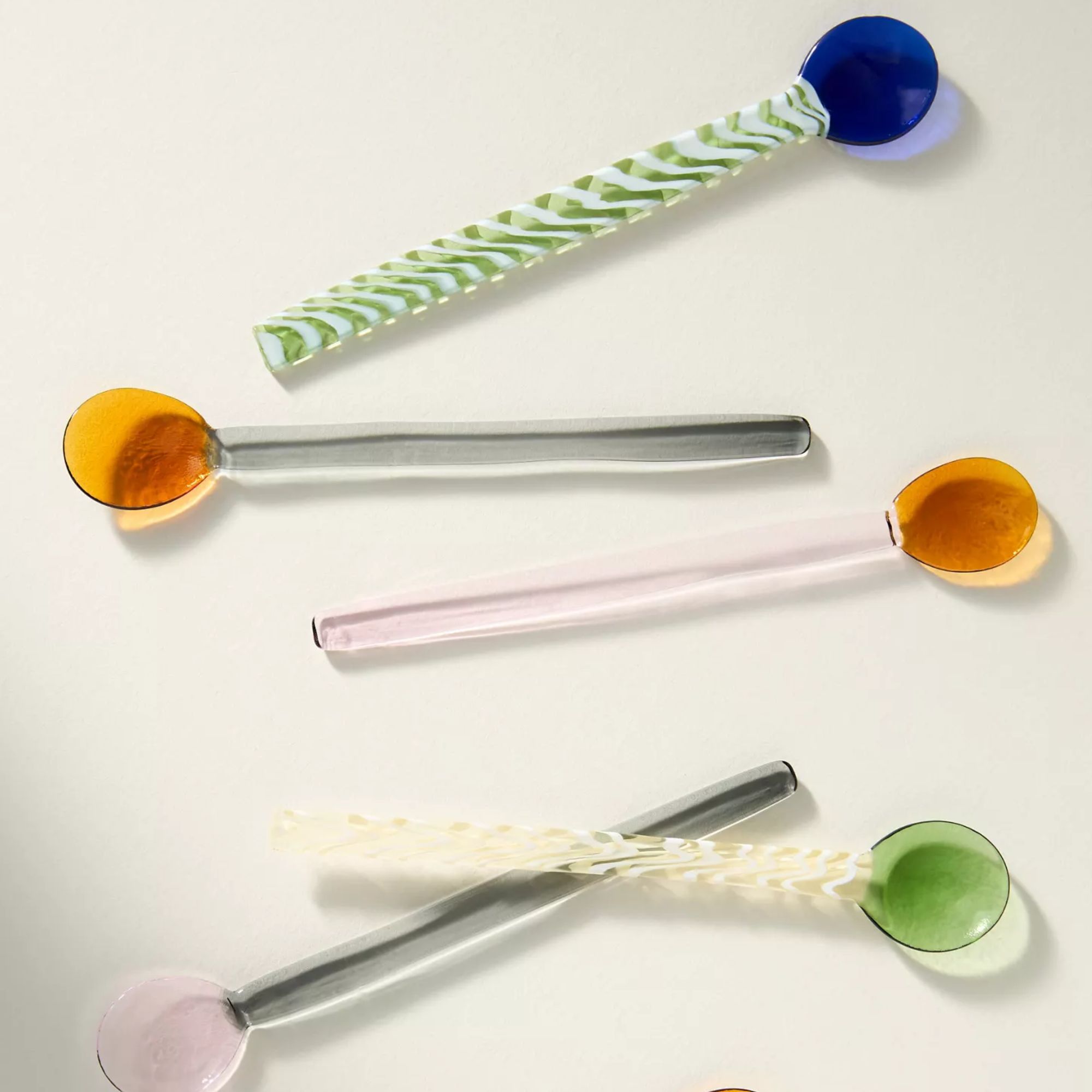 Straight spoons with colored glass