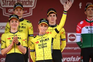 Pauline Ferrand-Prevot (Visma-Lease a Bike) during the team presentation prior to Strade Bianche Donne 2025