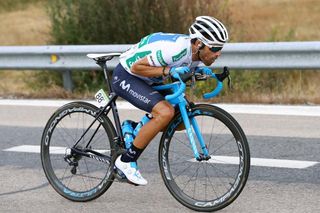 Alejandro Valverde tucks on a descent during stage 11 at the Vuelta