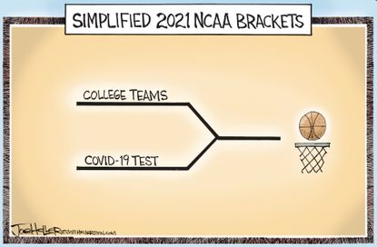 Editorial Cartoon U.S. ncaa march madness covid bracket basketball