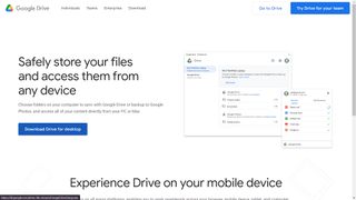 Google Drive for desktop download page on the web