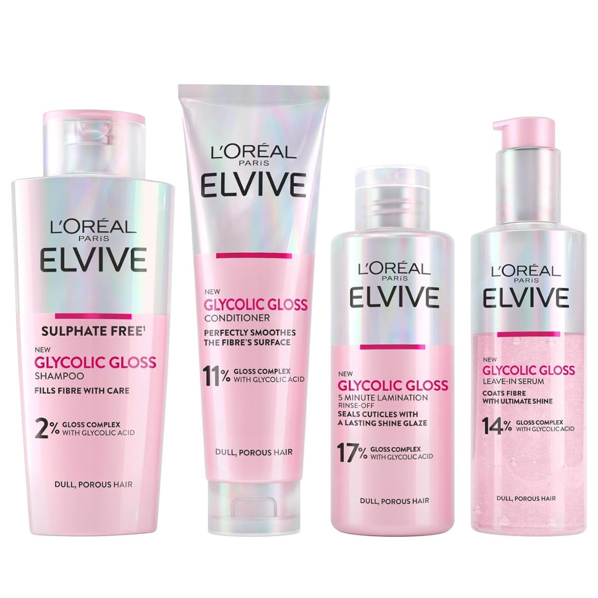 L'Or&amp;eacute;al Paris, Elvive Glycolic Gloss Shampoo, Conditioner and Rinse-Off Treatment Set
