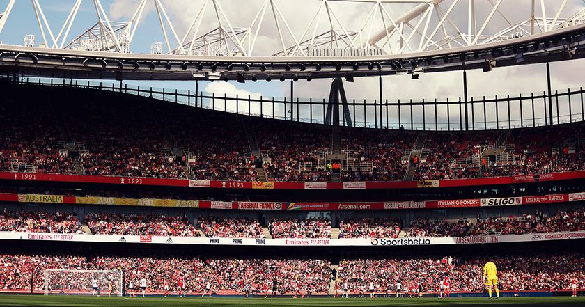 General view of the stands filled with fans on a record breaking attendance during the FA Women&#039;s Super League match between Arsenal and Tottenham Hotspur at Emirates Stadium on September 24, 2022 in London, England.