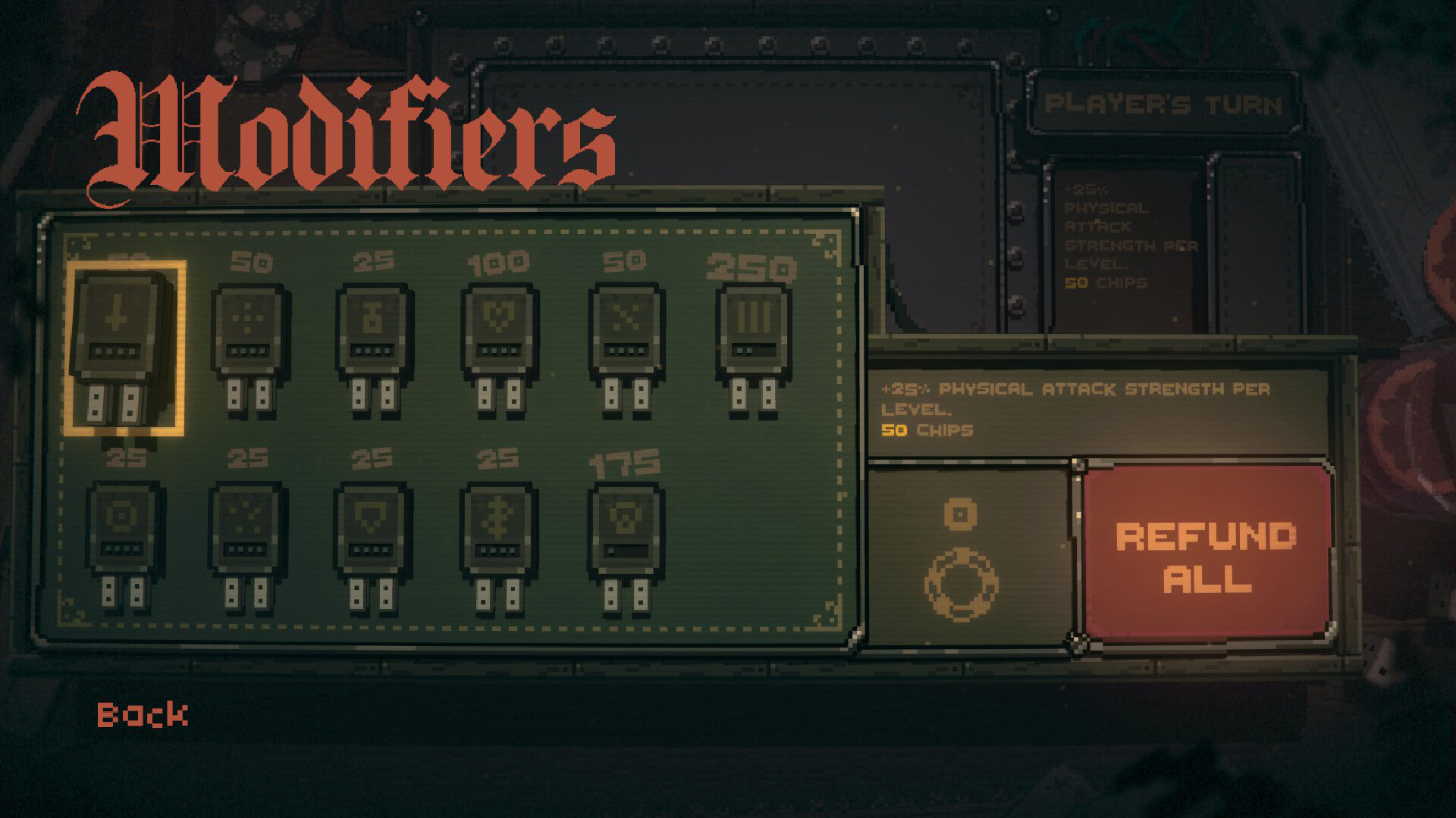 Slots &amp;amp; Daggers screenshot of modifiers in shop