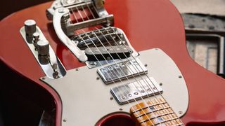 A photo detail of the Fender Stories Collection Mike Campbell “Red Dog” Telecaster