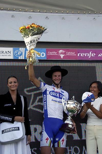 Goofy hat time... Tom Boonen (Quick Step) on the Vuelta a Espa&ntilde;a stage.