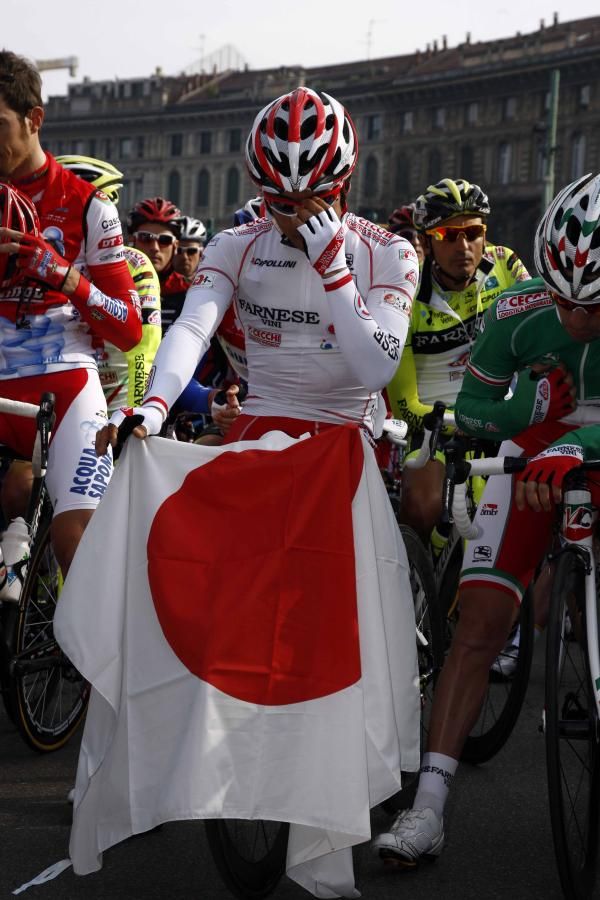 Japanese champion Takashi Miyazawa (Farnese Vini-Neri Sottoli) on the start line of Milan-San Remo.