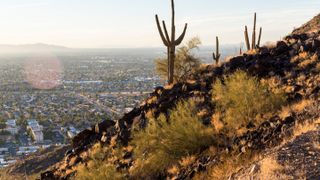 View of the city of Phoenix Arizona USA from the North Phoenix Trail