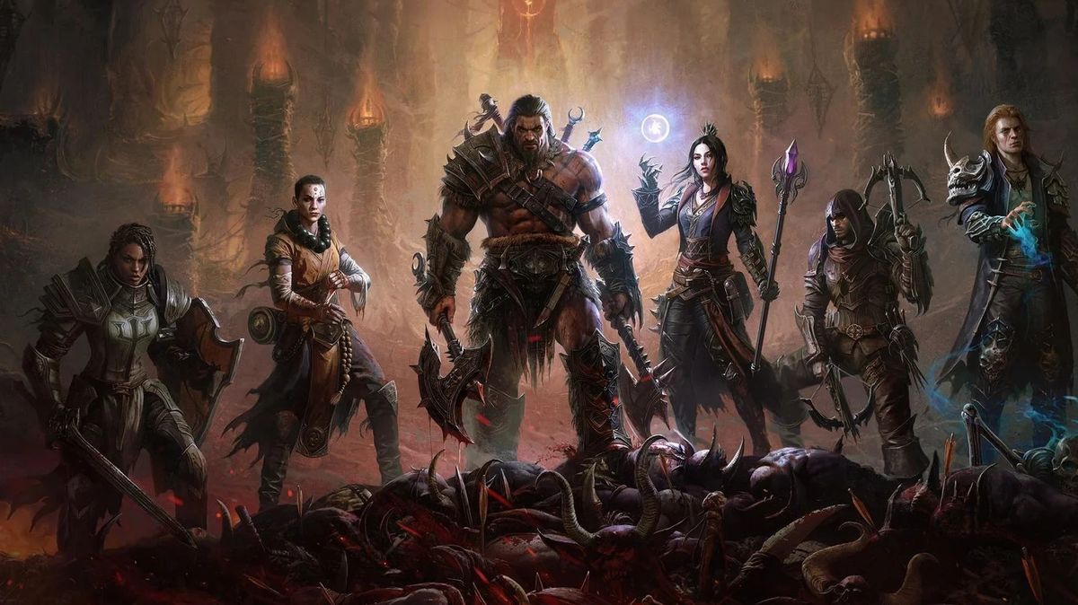 Diablo Immortal&#039;s character classes in a line