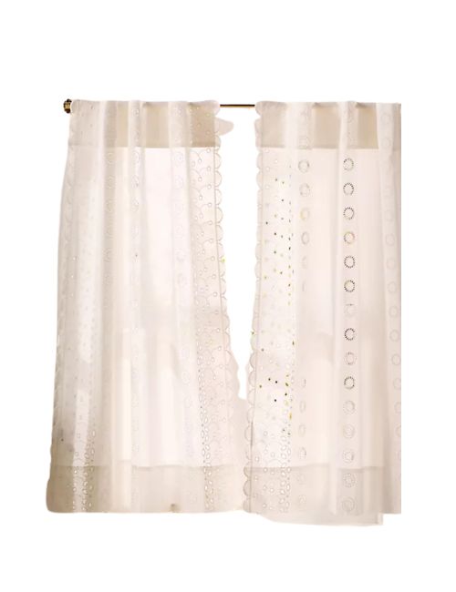 Sigrid Cotton Embroidered Scalloped Cafe Curtain, Set of 2
