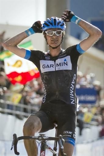 Johan Van Summeren celebrates as he crosses the line