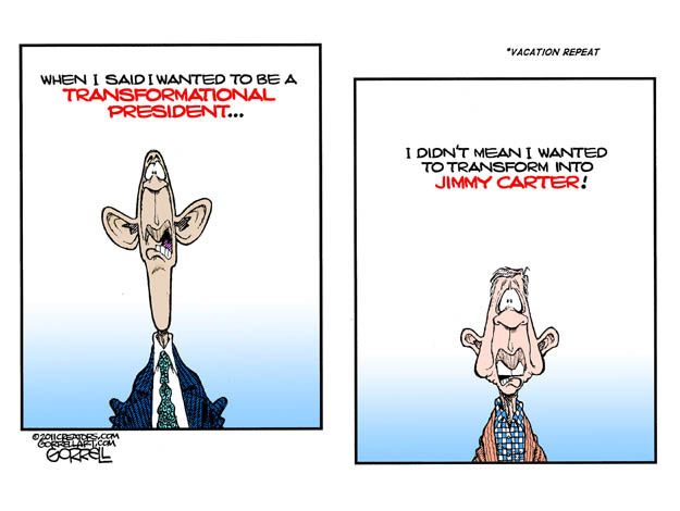 Political cartoon Obama Jimmy Carter transformation